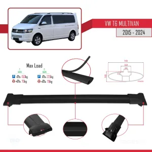 Volkswagen Multivan (T6) 2015 ve Sonrası ile Uyumlu FLY Model Ara Atkı Tavan Barı SİYAH thumb 4