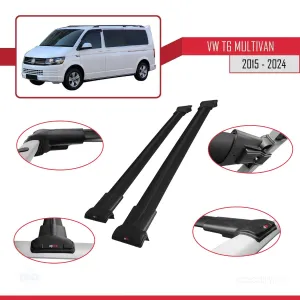 Volkswagen Multivan (T6) 2015 ve Sonrası ile Uyumlu FLY Model Ara Atkı Tavan Barı SİYAH thumb 5