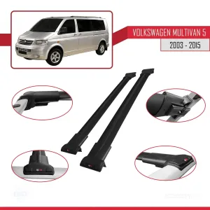Volkswagen Multivan (T5) 2003-2015 Arası ile uyumlu FLY Model Ara Atkı Tavan Barı SİYAH - Görsel 5