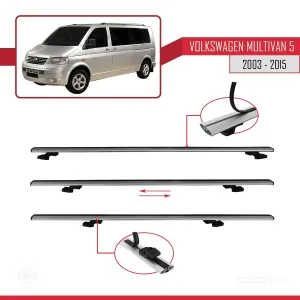 Volkswagen Multivan (T5) 2003-2015 Arası ile uyumlu Basic Model Ara Atkı Tavan Barı GRİ 3 ADET thumb 5