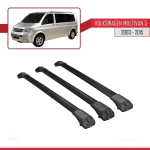 Volkswagen Multivan (T5) 2003-2015 Arası ile uyumlu ACE-1 Ara Atkı Tavan Barı SİYAH 3 ADET BAR - Görsel 3