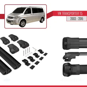 Volkswagen Multivan (T5) 2003-2015 Arası ile uyumlu ACE-1 Ara Atkı Tavan Barı SİYAH thumb 5