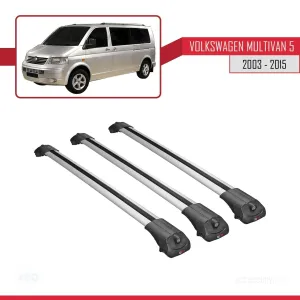 Volkswagen Multivan (T5) 2003-2015 Arası ile uyumlu ACE-1 Ara Atkı Tavan Barı GRİ 3 ADET BAR - Görsel 3