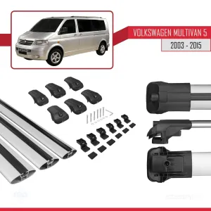 Volkswagen Multivan (T5) 2003-2015 Arası ile uyumlu ACE-1 Ara Atkı Tavan Barı GRİ 3 ADET BAR - Görsel 5
