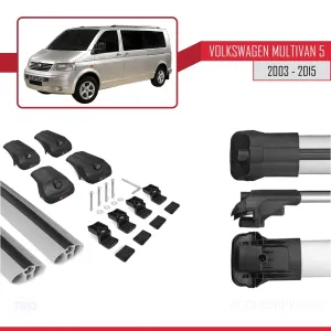 Volkswagen Multivan (T5) 2003-2015 Arası ile uyumlu ACE-1 Ara Atkı Tavan Barı GRİ - Görsel 5