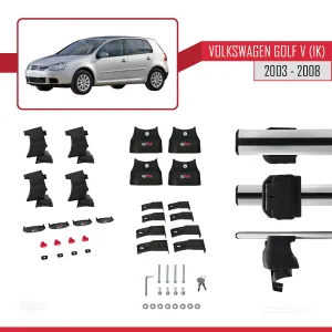 Volkswagen Golf V (1K) 2003-2008 Arası ile uyumlu ACE-4 Ara Atkı Tavan Barı GRİ - Görsel 4