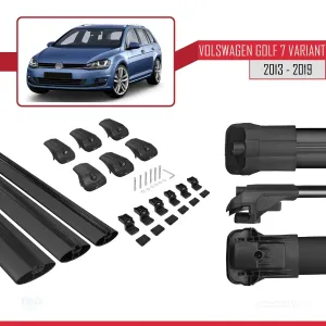 Volkswagen Golf 7 VARIANT 2013-2019 Arası ile uyumlu ACE-1 Ara Atkı Tavan Barı SİYAH 3 ADET BAR - Görsel 5