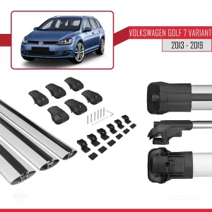Volkswagen Golf 7 VARIANT 2013-2019 Arası ile uyumlu ACE-1 Ara Atkı Tavan Barı GRİ 3 ADET BAR thumb 5