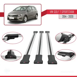 Volkswagen Golf 7 SPORTSVAN 2014-2020 Arası ile Uyumlu FLY Model Ara Atkı Tavan Barı GRİ 3 ADET BAR thumb 5