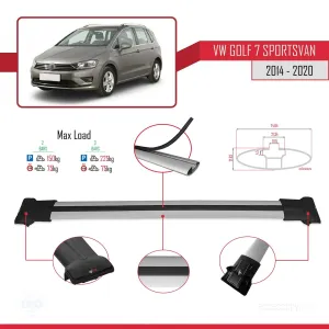 Volkswagen Golf 7 SPORTSVAN 2014-2020 Arası ile uyumlu FLY Model Ara Atkı Tavan Barı GRİ thumb 4
