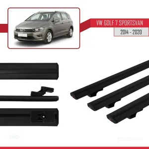 Volkswagen Golf 7 SPORTSVAN 2014-2020 Arası ile uyumlu Basic Model Ara Atkı Tavan Barı SİYAH 3 ADET - Görsel 3