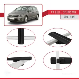 Volkswagen Golf 7 SPORTSVAN 2014-2020 Arası ile uyumlu Basic Model Ara Atkı Tavan Barı SİYAH 3 ADET - Görsel 4