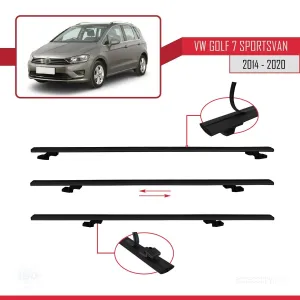 Volkswagen Golf 7 SPORTSVAN 2014-2020 Arası ile uyumlu Basic Model Ara Atkı Tavan Barı SİYAH 3 ADET - Görsel 5