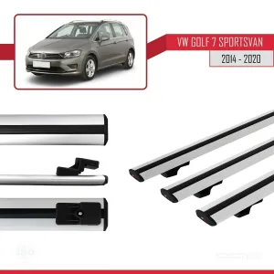 Volkswagen Golf 7 SPORTSVAN 2014-2020 Arası ile uyumlu Basic Model Ara Atkı Tavan Barı GRİ 3 ADET - Görsel 3