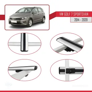Volkswagen Golf 7 SPORTSVAN 2014-2020 Arası ile uyumlu Basic Model Ara Atkı Tavan Barı GRİ 3 ADET - Görsel 4