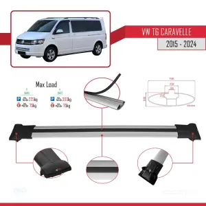 Volkswagen Caravelle (T6) 2015 ve Sonrası ile uyumlu FLY Model Ara Atkı Tavan Barı GRİ 4 ADET BAR thumb 4