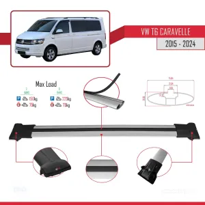Volkswagen Caravelle (T6) 2015 ve Sonrası ile Uyumlu FLY Model Ara Atkı Tavan Barı GRİ thumb 5