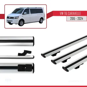 Volkswagen Caravelle (T6) 2015 ve Sonrası ile uyumlu Basic Model Ara Atkı Tavan Barı GRİ 3 ADET thumb 5