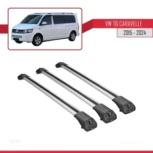 Volkswagen Caravelle (T6) 2015 ve Sonrası ile uyumlu ACE-1 Ara Atkı Tavan Barı GRİ 3 ADET BAR thumb 3