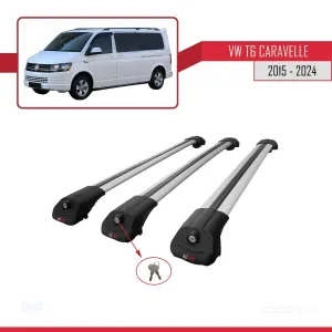 Volkswagen Caravelle (T6) 2015 ve Sonrası ile uyumlu ACE-1 Ara Atkı Tavan Barı GRİ 3 ADET BAR thumb 4