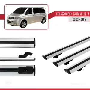 Volkswagen Caravelle (T5) 2003-2015 Arası ile uyumlu Basic Model Ara Atkı Tavan Barı GRİ 3 ADET thumb 3