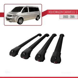 Volkswagen Caravelle (T5) 2003-2015 Arası ile uyumlu ACE-1 Ara Atkı Tavan Barı SİYAH 4 ADET BAR thumb 4