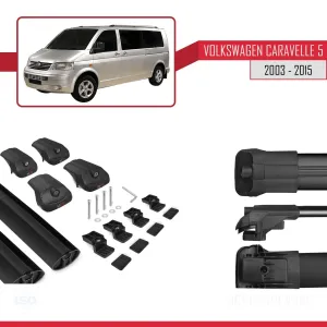 Volkswagen Caravelle (T5) 2003-2015 Arası ile uyumlu ACE-1 Ara Atkı Tavan Barı SİYAH - Görsel 5