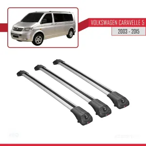 Volkswagen Caravelle (T5) 2003-2015 Arası ile uyumlu ACE-1 Ara Atkı Tavan Barı GRİ 3 ADET BAR thumb 3