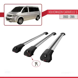 Volkswagen Caravelle (T5) 2003-2015 Arası ile uyumlu ACE-1 Ara Atkı Tavan Barı GRİ 3 ADET BAR thumb 4