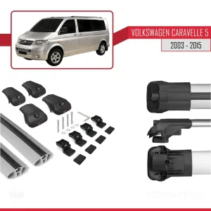 Volkswagen Caravelle (T5) 2003-2015 Arası ile uyumlu ACE-1 Ara Atkı Tavan Barı GRİ - Görsel 5