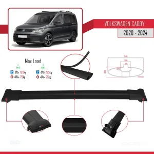 Volkswagen Caddy 2020 ve Sonrası ile Uyumlu FLY Model Ara Atkı Tavan Barı SİYAH thumb 4