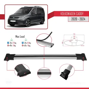 Volkswagen Caddy 2020 ve Sonrası ile uyumlu FLY Model Ara Atkı Tavan Barı GRİ 4 ADET BAR - Görsel 4