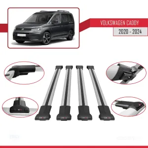 Volkswagen Caddy 2020 ve Sonrası ile uyumlu FLY Model Ara Atkı Tavan Barı GRİ 4 ADET BAR - Görsel 5