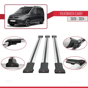 Volkswagen Caddy 2020 ve Sonrası ile uyumlu FLY Model Ara Atkı Tavan Barı GRİ 3 ADET BAR - Görsel 5