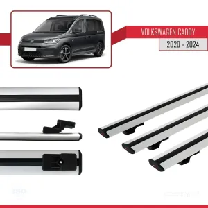 Volkswagen Caddy 2020 ve Sonrası ile uyumlu Basic Model Ara Atkı Tavan Barı GRİ 3 ADET - Görsel 5