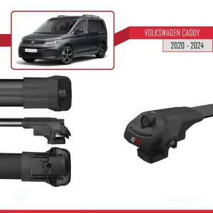 Volkswagen Caddy 2020 ve Sonrası ile uyumlu ACE-1 Ara Atkı Tavan Barı SİYAH 4 ADET BAR thumb 5