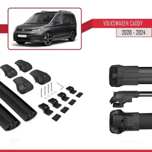 Volkswagen Caddy 2020 ve Sonrası ile uyumlu ACE-1 Ara Atkı Tavan Barı SİYAH - Görsel 5