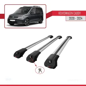 Volkswagen Caddy 2020 ve Sonrası ile uyumlu ACE-1 Ara Atkı Tavan Barı GRİ 3 ADET BAR thumb 4
