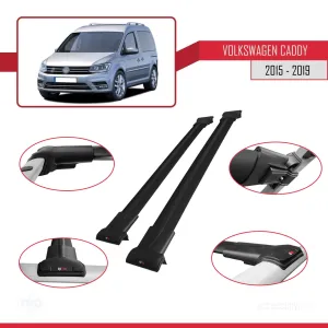 Volkswagen Caddy 2015-2019 Arası ile uyumlu FLY Model Ara Atkı Tavan Barı SİYAH thumb 5