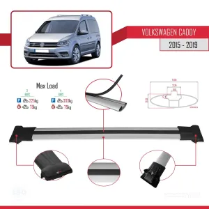 Volkswagen Caddy 2015-2019 Arası ile uyumlu FLY Model Ara Atkı Tavan Barı GRİ 3 ADET BAR thumb 4