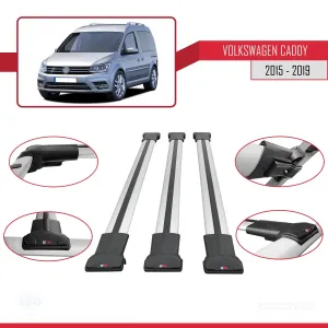 Volkswagen Caddy 2015-2019 Arası ile uyumlu FLY Model Ara Atkı Tavan Barı GRİ 3 ADET BAR thumb 5