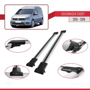 Volkswagen Caddy 2015-2019 Arası ile uyumlu FLY Model Ara Atkı Tavan Barı GRİ thumb 5