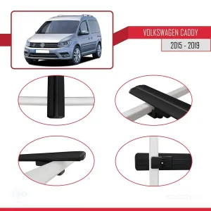 Volkswagen Caddy 2015-2019 Arası ile uyumlu Basic Model Ara Atkı Tavan Barı SİYAH 3 ADET - Görsel 4