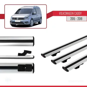 Volkswagen Caddy 2015-2019 Arası ile uyumlu Basic Model Ara Atkı Tavan Barı GRİ 3 ADET - Görsel 3