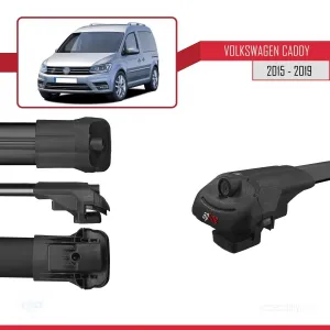 Volkswagen Caddy 2015-2019 Arası ile uyumlu ACE-1 Ara Atkı Tavan Barı SİYAH 4 ADET BAR - Görsel 5