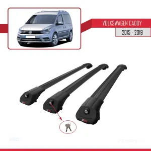 Volkswagen Caddy 2015-2019 Arası ile uyumlu ACE-1 Ara Atkı Tavan Barı SİYAH 3 ADET BAR - Görsel 4