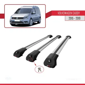 Volkswagen Caddy 2015-2019 Arası ile uyumlu ACE-1 Ara Atkı Tavan Barı GRİ 3 ADET BAR thumb 4