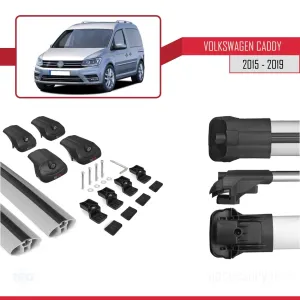 Volkswagen Caddy 2015-2019 Arası ile uyumlu ACE-1 Ara Atkı Tavan Barı GRİ - Görsel 5