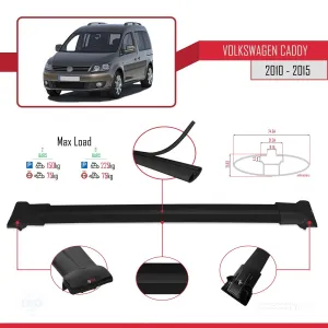 Volkswagen Caddy 2010-2015 Arası ile uyumlu FLY Model Ara Atkı Tavan Barı SİYAH thumb 4