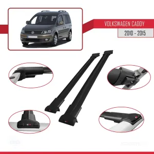 Volkswagen Caddy 2010-2015 Arası ile uyumlu FLY Model Ara Atkı Tavan Barı SİYAH thumb 5